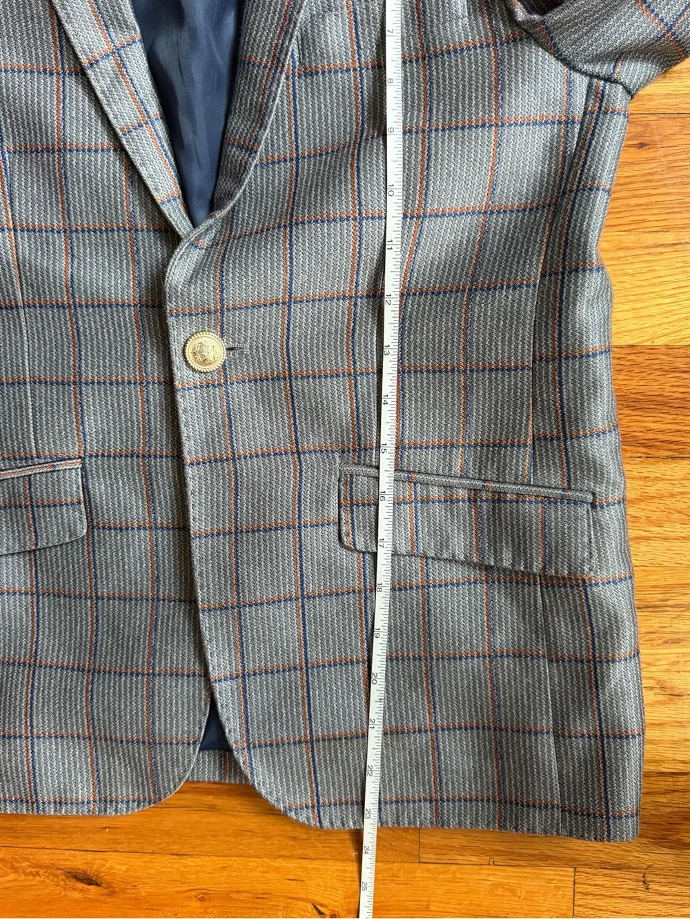 Elie Balleh Boys Gray Plaid Blazer – Size 10–12
